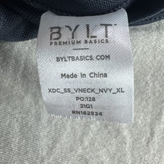 Bylt Drop Cut V-Neck Mens XL Navy Blue Short Sleeve Performance Stretch Gym NEW