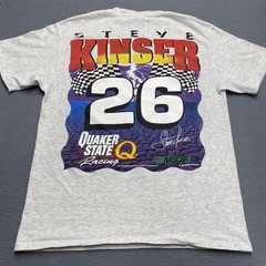 Vintage Steve Kinser Shirt Mens Large Gray Asphalt Outlaw NASCAR 26 1995 90s