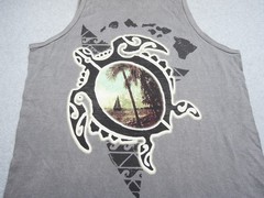 Crazy Shirt Mens Small Gray Tank Top Hawaiian Turtle Graphic Tee Adult Casual