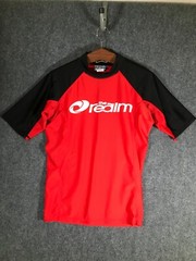 The Realm High Neck T Shirt Mens Medium Red Black Stretch Activewear Outdoor Tee