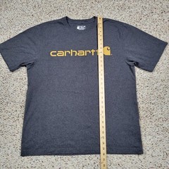 Carhartt Shirt Mens Large Gray Yellow Spell Out Tee Work Wear Outdoors Adult A12