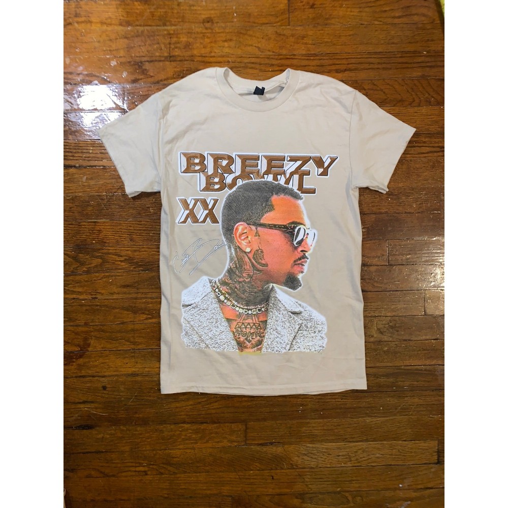 Chris Brown Breezy Bowl XX Tour T Shirt Tan Summer Walker Bryson Tiller Small