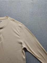 Old Navy Men Henley Shirt L Yellow Waffle Knit Long Sleeve Knit Casual Relaxed