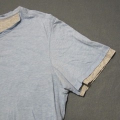 Vince Button Collar Shirt Mens M Light Blue Double Layered Pima Cotton SS