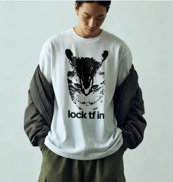 Lock TF In Cat Tshirt, Funny Gen Z Meme Shirt, Shitpost Graphic Y2k T Shirt