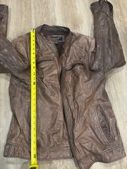 Black Rivet Men’s Genuine Leather Jacket Brown Zip Front Size M