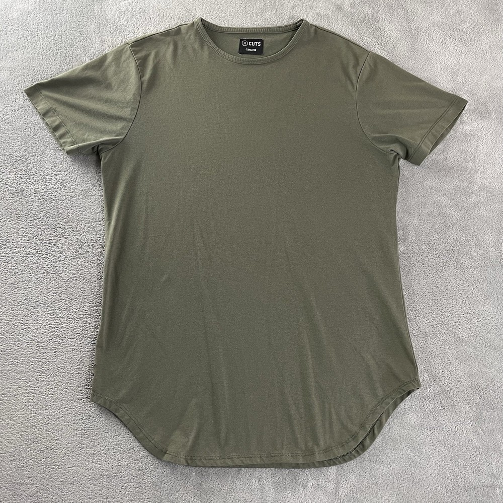Cuts Clothing Elongated T Shirt Men Medium / S Tall Olive Green Crew Neck Tee