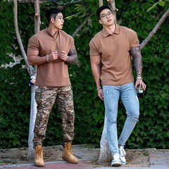 2025 Summer Simple Solid-color Chinese Polo Henry Collar Sporty Casual Breathabl