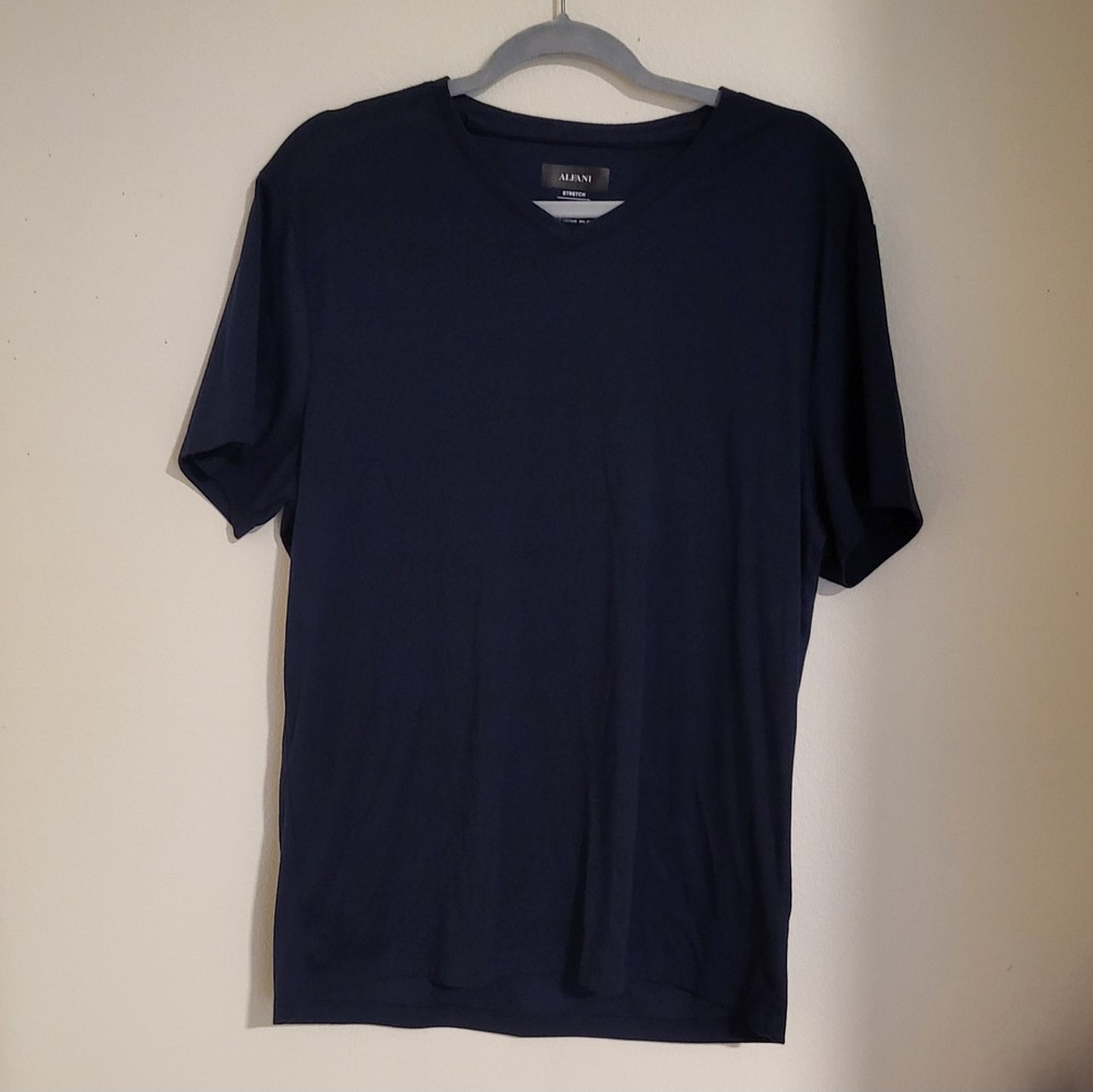 Navy Blue Alfani V Neck T Shirt