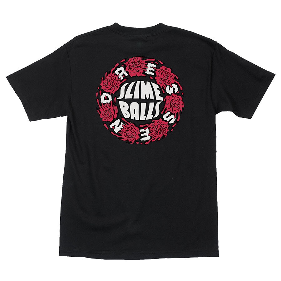 Santa Cruz Eric Dressen SLIME BALLS ROSES Skateboard T Shirt BLACK