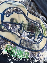 Ecko Unltd Navy “The Block Is Hot” T-Shirt Plastic Embroidered Graffiti Rhino XL