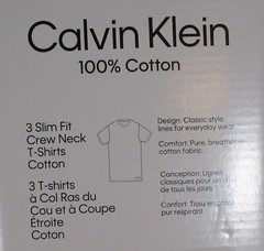 3 CALVIN KLEIN SLIM FIT BLACK WHITE CREWS S M L XL COTTON T-SHIRTS UNDERSHIRTS