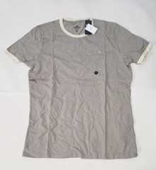 New Hollister XL Men T-Shirt Gray Contrasting Trim Embroidered Logo