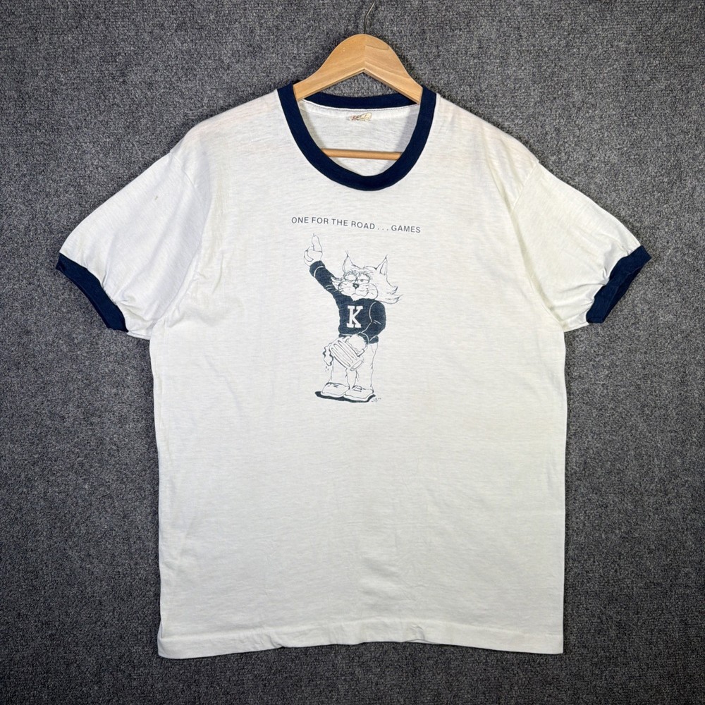 Vintage Kentucky Wildcats Shirt Mens XL White 80s Ringer Beer Parody University