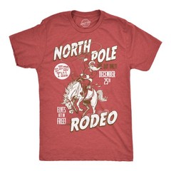 Mens Funny T Shirts North Pole Rodeo Sarcastic Christmas Graphic Novelty Tee For