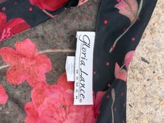 Y2K Gloria Lance Woman Sheer Floral Blouse 1X Red Black Made USA