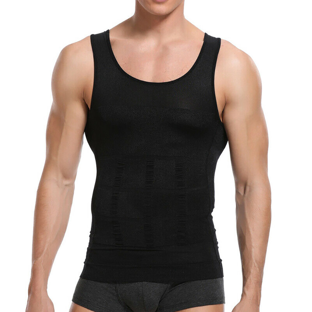 New Men’s Slimming Body Shaper Compression T-Shirt Round Neck Short Sleeve Top
