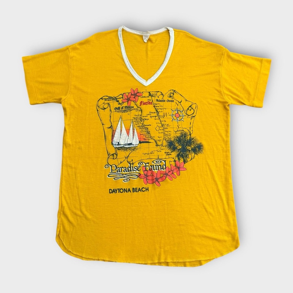 VTG 70’s/80’s Daytona Beach Florida Single Stitch Ringer Tee One size