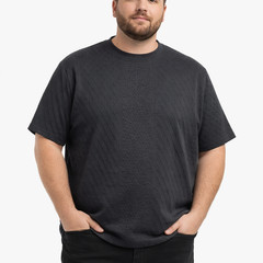 Deluxe Leisure Textured Shirt 3XL Grey Soft Fabric Crew Neck