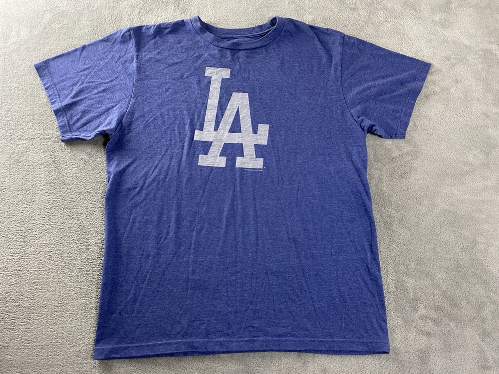 MLB Los Angeles LA Dodgers Blue Faded Logo T Shirt Mens Large Athletic Baseball