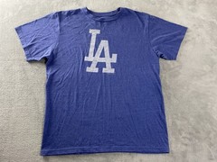 MLB Los Angeles LA Dodgers Blue Faded Logo T Shirt Mens Large Athletic Baseball