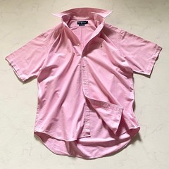 Ralph Lauren BLAKE Oxford Shirt L Short Sleeve Blue Stripes Used For 14Y+ Japan