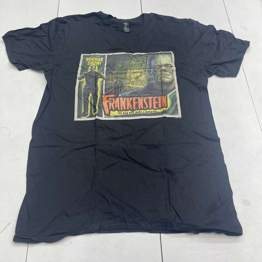 Anvil Lightweight Black Frankenstein Graphic T Shirt Unisex Adults Size Medium