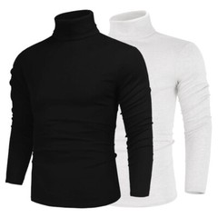 Men’s High-Neck Mock Turtleneck Solid Undershirt Ultra-Soft Pullover Long Sleeve