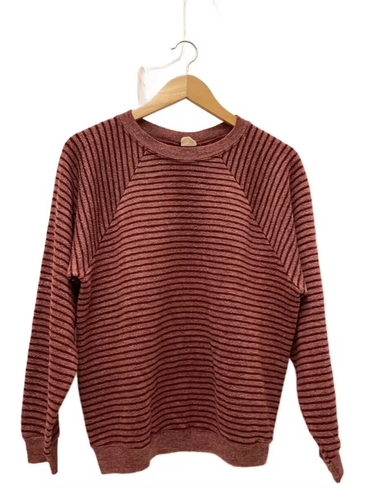 Healthknit Thick Knit Sweater, Size L, Cotton, Red Stripe