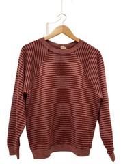 Healthknit Thick Knit Sweater, Size L, Cotton, Red Stripe