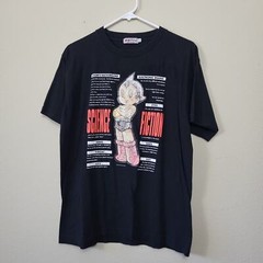 Vintage Tezuka Osamu L Astro Boy Hologram Graphic Tee Shirt Black Mighty Atom