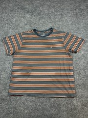 Volcom T Shirt Mens 2XL Multicolor Striped Cotton Modern Fit Logo Embroidered
