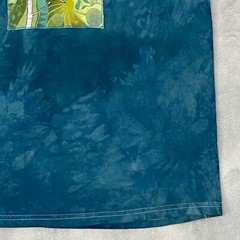 Graphic WHITE OWL & Forest Motif T Shirt Men Medium Teal Organic Cotton Tie-Dye