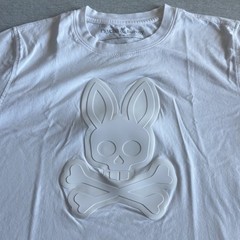 Psycho Bunny Tee Shirt DamonGraphic White (B6U900Y1PC) Medium Preppy Hip Hop