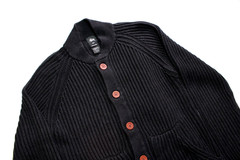 VTG STUSSY ~CARDIGAN~ RIBBED KNIT SWEATER L mock/shawl/neck/military/tour/gauge