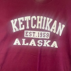 Ketchikan Alaska Est 1959 Burgandy Size 2X T-Shirt. NWT
