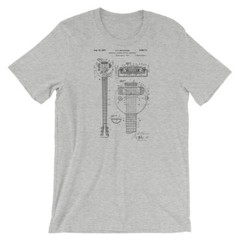 Steel Guitar Patent T-Shirt. 100% Soft Cotton Tee on Black, Red, White or Gray T