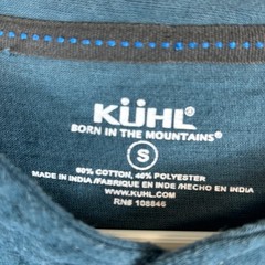 Kuhl Mens Vail Henley Small Blue Long Sleeve Thumbhole Cotton Blend
