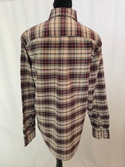 Claiborne checker beige red blue dress men top size L M69