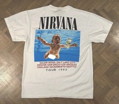 NIRVANA vintage 1993 IN UTERO TOUR t shirt RARE TURQUOISE