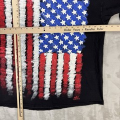 VTG 90s USA Textured Flag T Shirt Single Stitch Sun Faded Black Y2K Mens Large