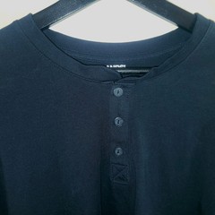 Lands’ End Mens XL Long Sleeve Henley Shirt Navy Blue