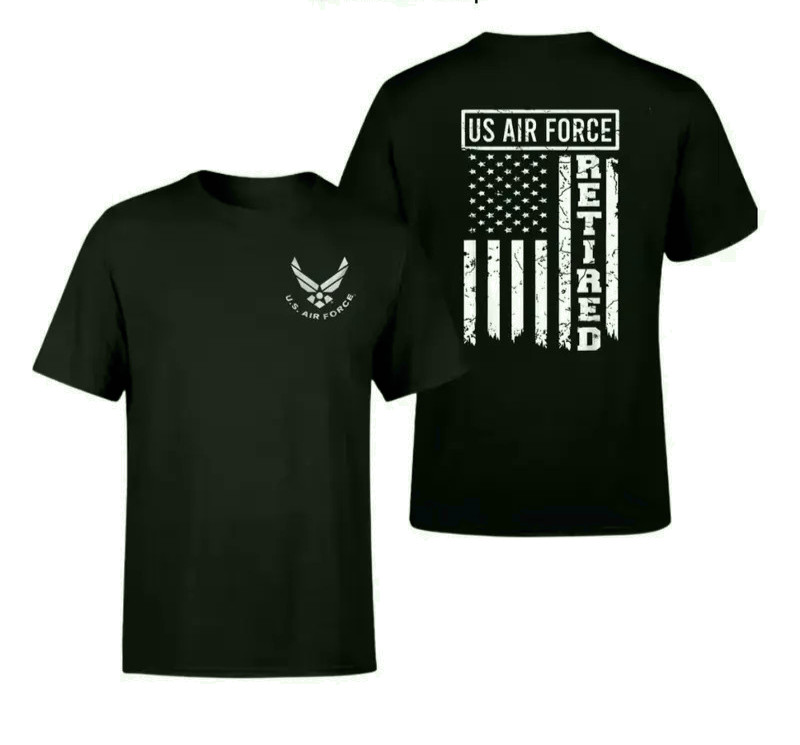 US Air Force Retired T-Shirt, Vintage Streetwear Patriotic Military Tee For Men