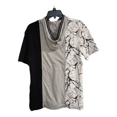Distortion Mens Sz M Hooded T Shirt With “Clout ” Print Short Sleeve V Neck