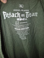 Green Attack on Titan Final Season Tee Shirt with Purple Graphic Size XL