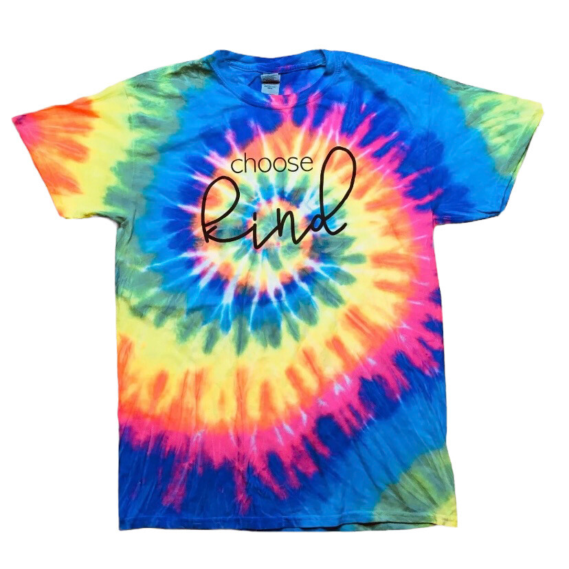 Tie Dye Men’s Medium T-Shirt Choose Kind Shirt Swirl Spiral Colorful Rainbow