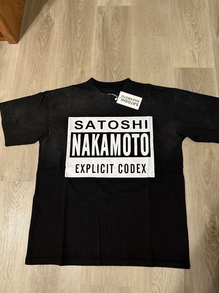Satoshi Nakamoto Explicit Codex Graphic Logo Men’s T-Shirt Black Cotton L
