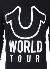 $79 TRUE RELIGION Black White WORLD TOUR Long Sleeve Designer Graphic T-shirt