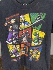 Nintendo Mario Kart Graphic Print Teens Black Crew Neck T-Shirt Size S