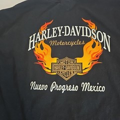 Vintage Harley Davidson T Shirt XL Nuevo Progreso Mexico YAZBEK Black Flam wings
